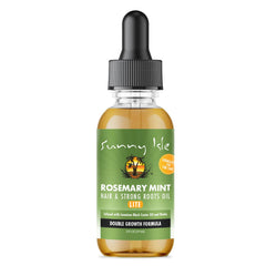 Sunny Isle huile cheveux romarin menthe lite — bouteille prête à nourrir les racines.