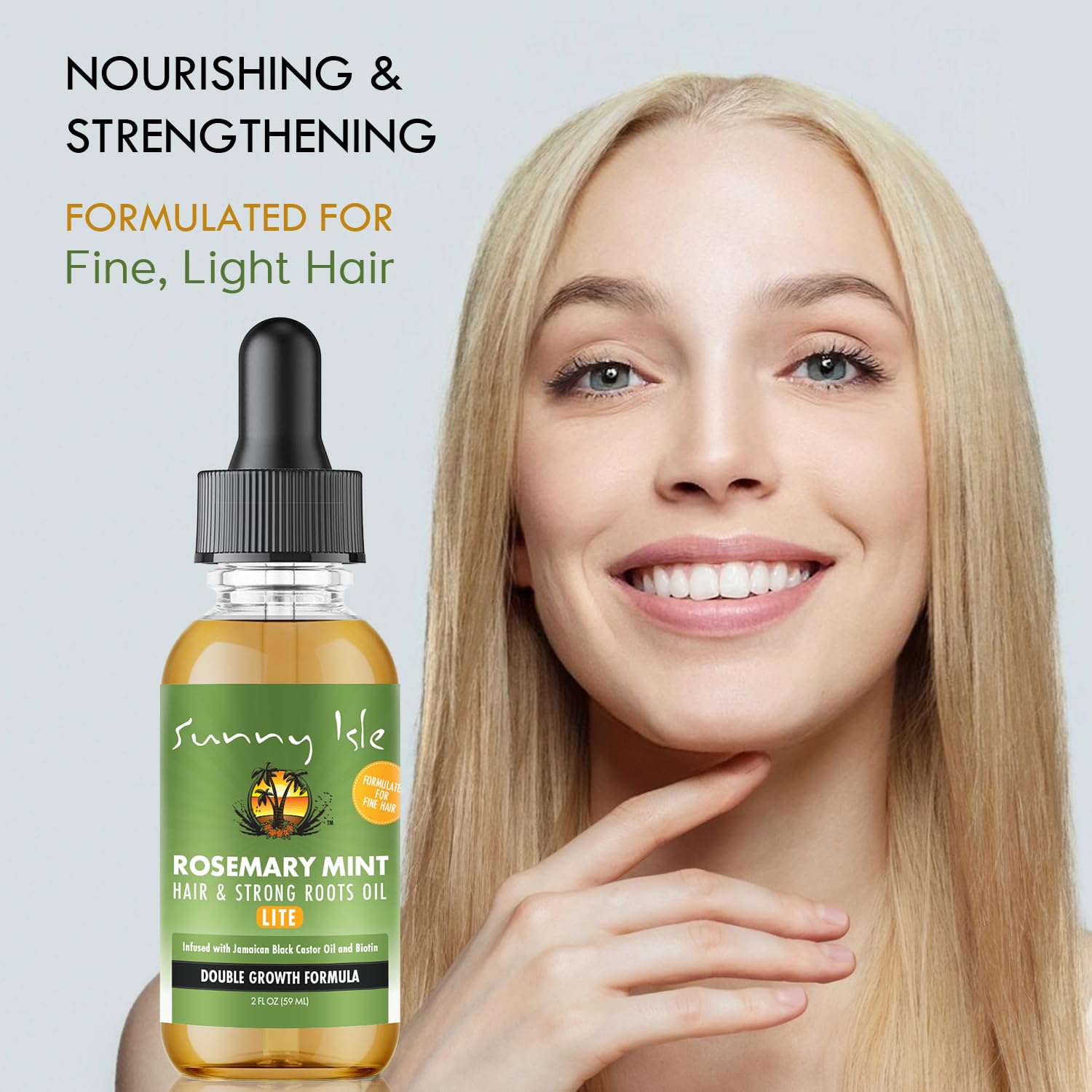 Sunny Isle huile cheveux romarin menthe lite — aide potentielle pour les pointes fourchues.