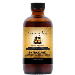 Sunny Isle huile de ricin noire Extra sombre dans bouteille ambrée, nourrissante pour cheveux.