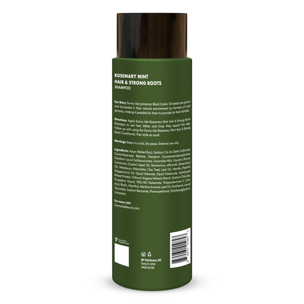 Sunny Isle shampoing romarin menthe : flacon montre une texture crémeuse prête à masser.