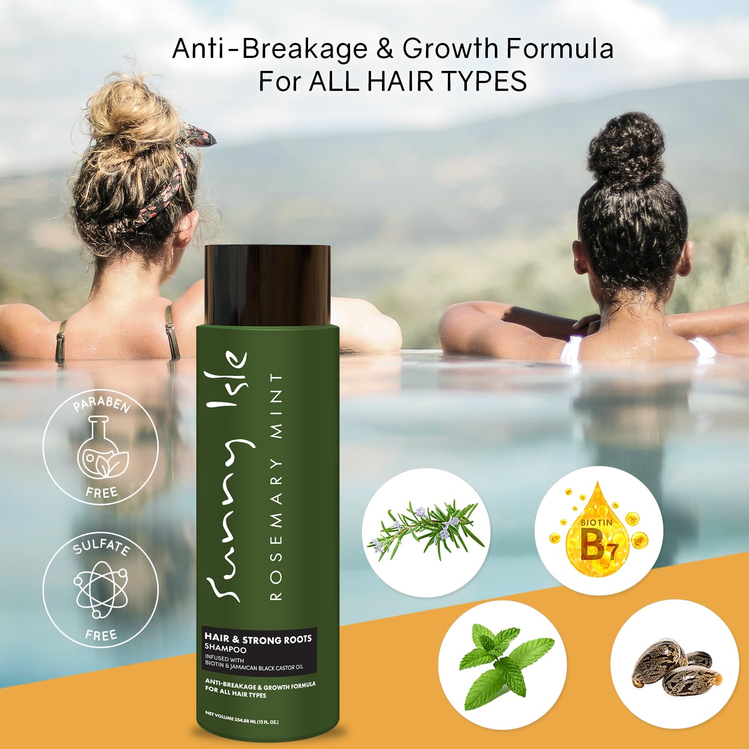 Sunny Isle shampoing romarin menthe : mousse riche pour nettoyer en douceur les cheveux.