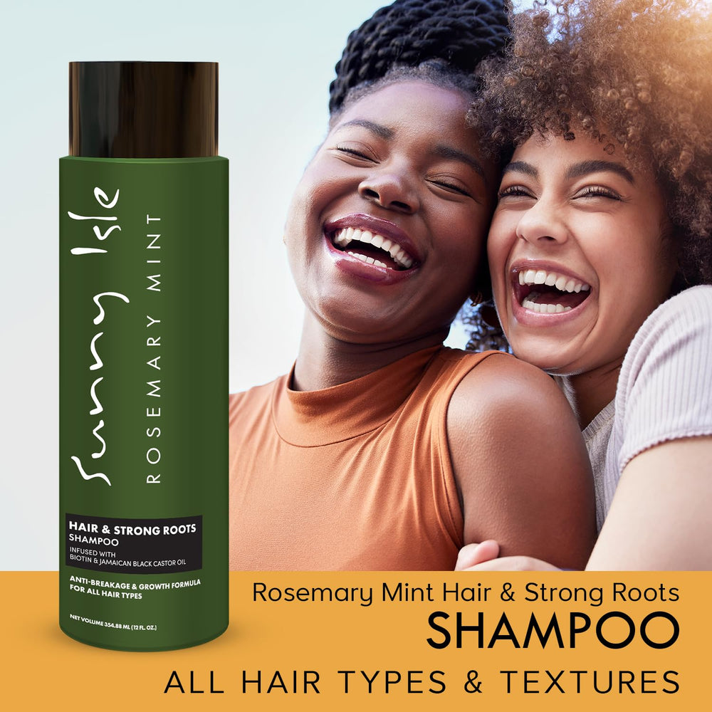 Sunny Isle shampoing romarin menthe : emballage clair et pratique pour une routine rapide.