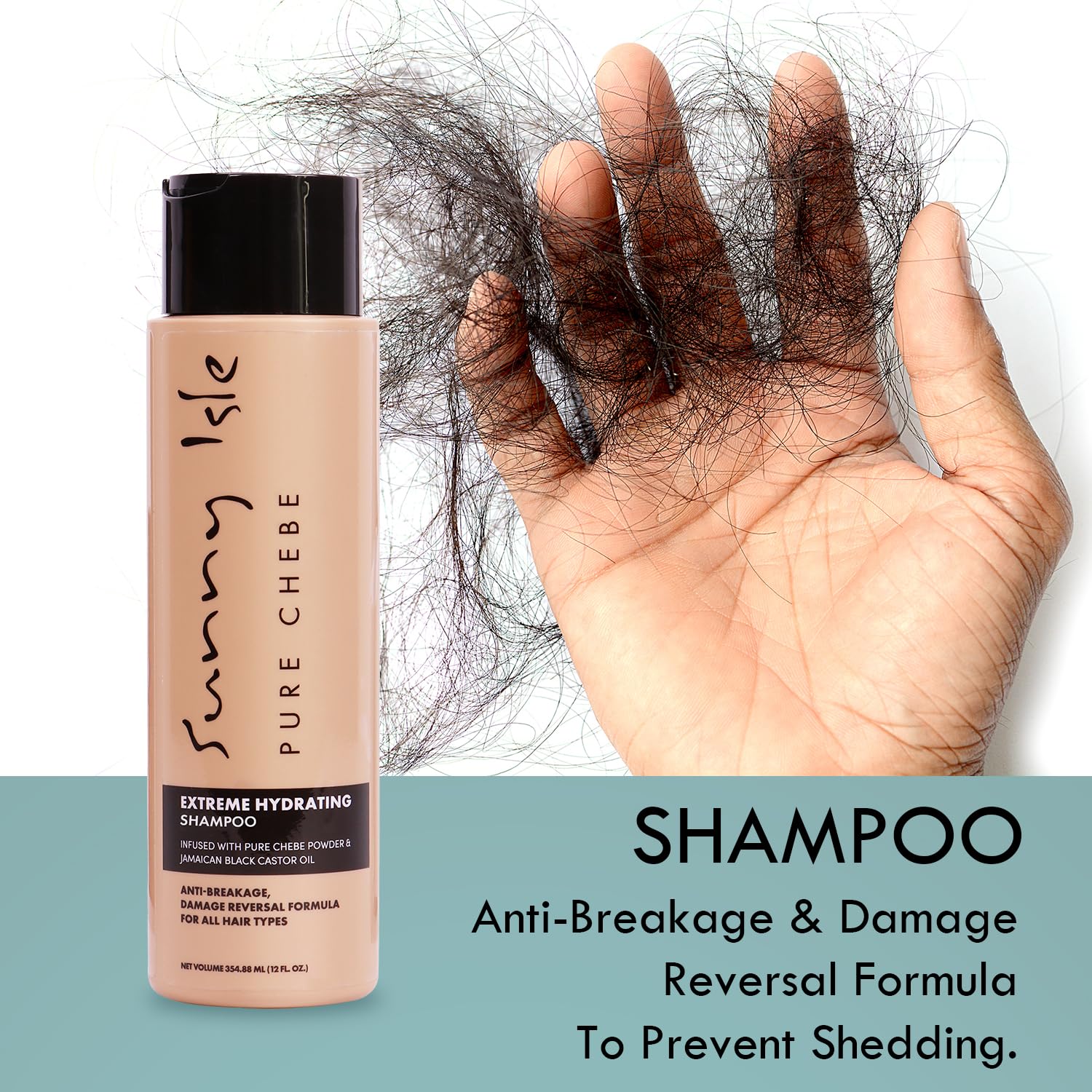 Sunny Isle Texture sensorielle Shampoing Chebe – expérience luxueuse et nettoyage en douceur.