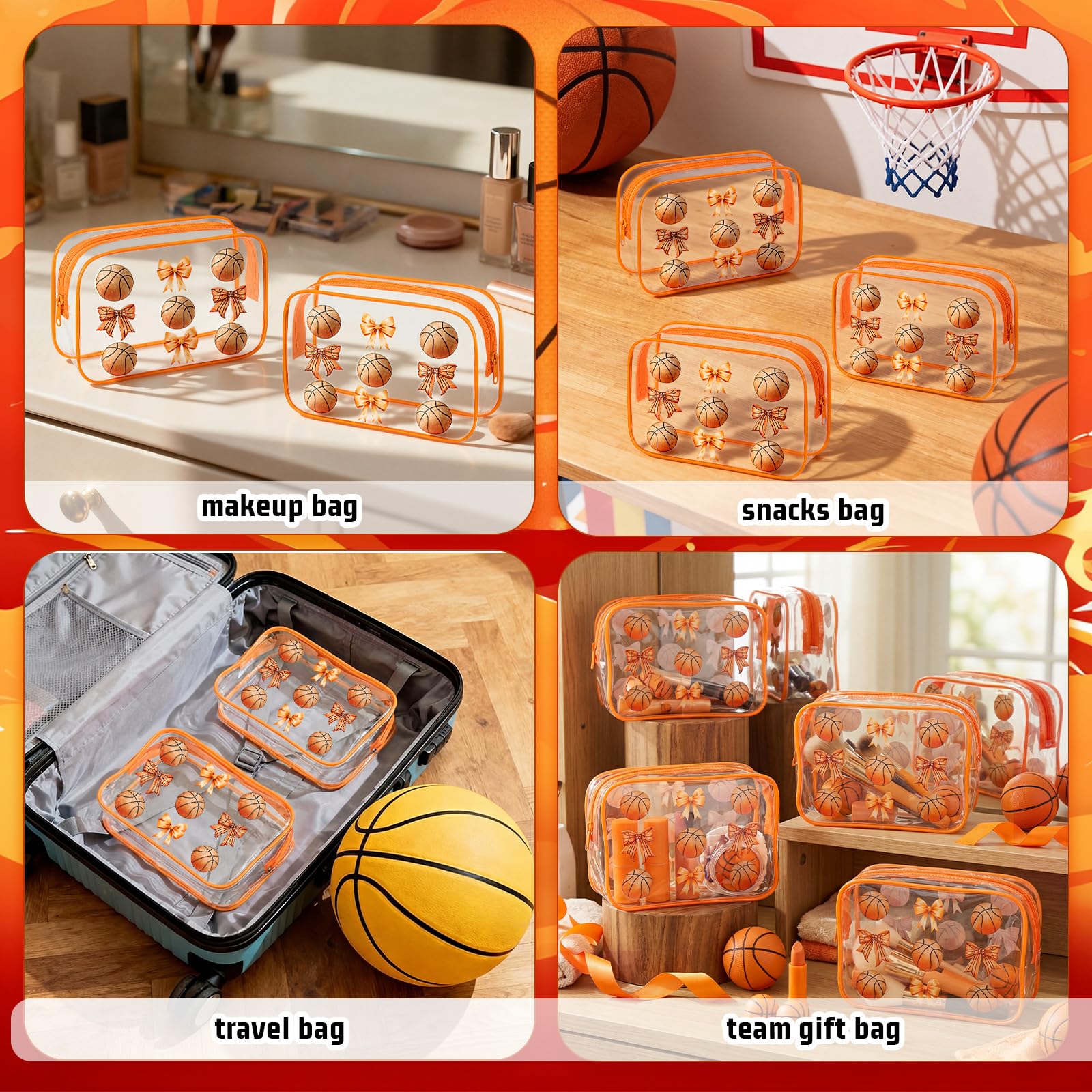 Sac Sunnymove ballon basket orange, rangement fiable pour petits articles