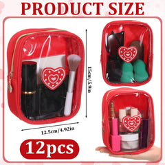 Pochette Sunnymove avec cœur chenille transparente rouge pour rangement clair.