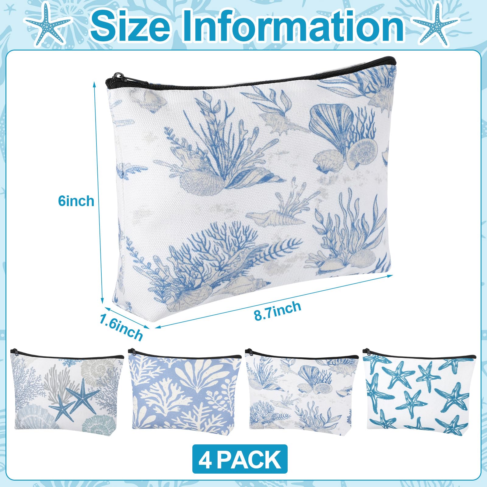Sunnymove sac bord-de-mer coquille, etui lumineux pour ranger maquillage et accessoires