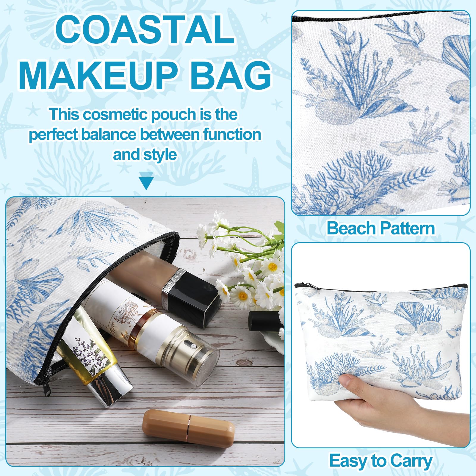 Sunnymove sac bord-de-mer corail, accessoire elegant pour organiser vos produits de soin