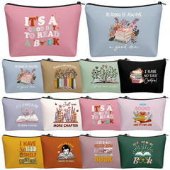 Sunnymove sac maquillage livre avec citation de lecture, idéal pour club de lecture.