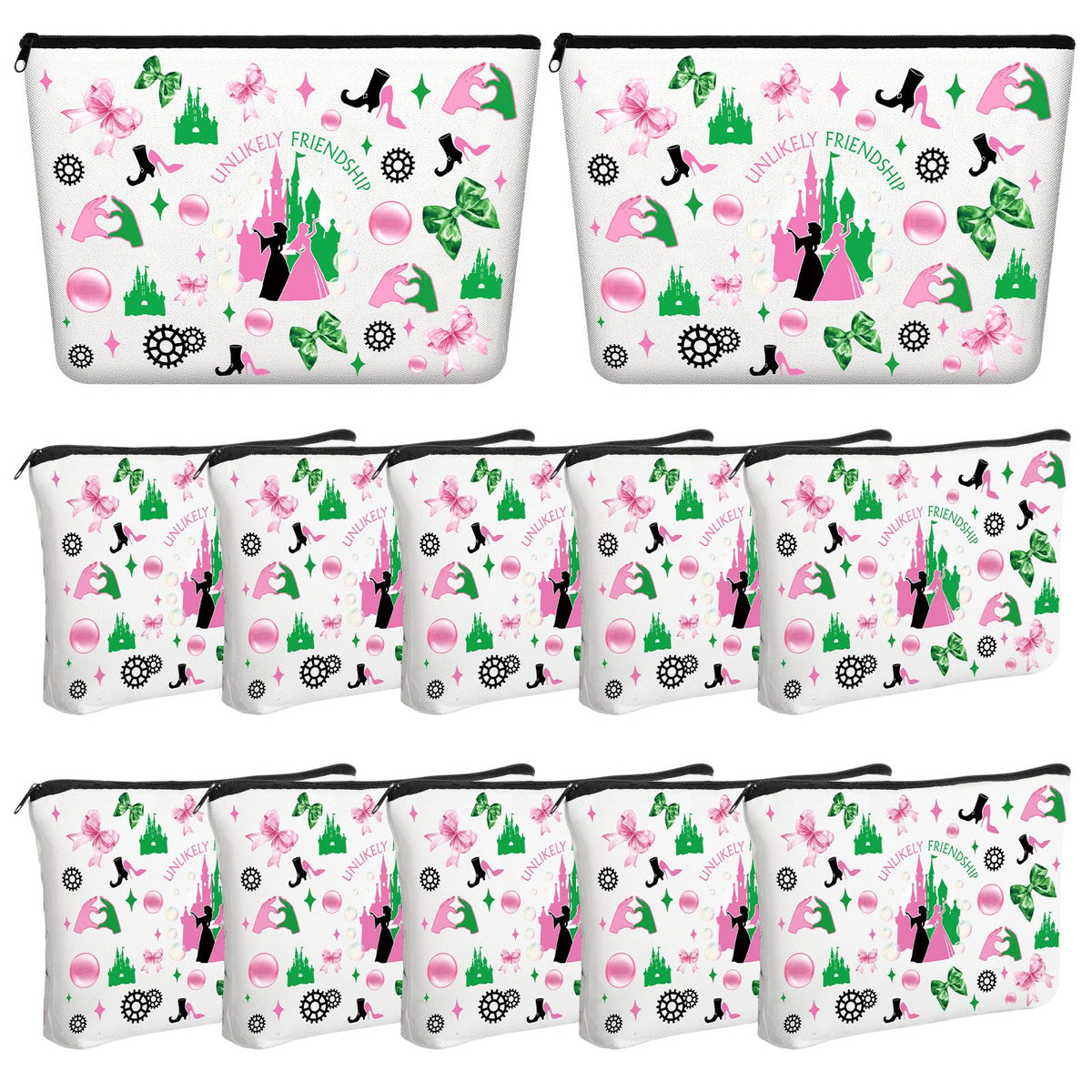 Sunnymove Trousse princesse sorcière rose et verte, idéale pour le maquillage en voyage.