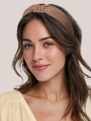 Bandeau Sunolga brun à perles pour une allure élégante.