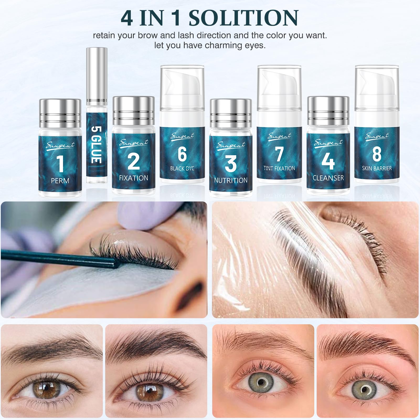 SUNSENT Lash Lift Kit 4 en 1 – résultat naturel et regard plus ouvert