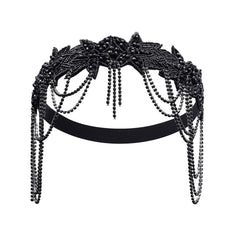 Sunshinesmile Bride serre-tête flapper noir avec cristaux, idéal pour une soirée années folles