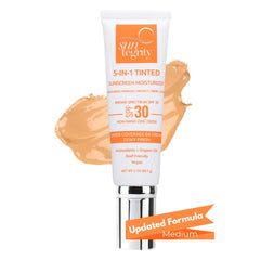 Application uniforme de la teinte Suntegrity sur le visage avec SPF30.