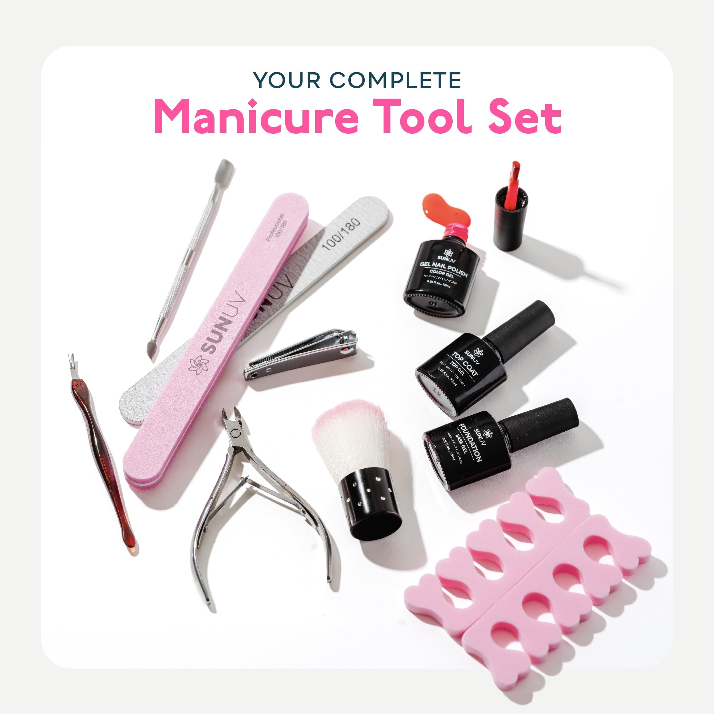 SUNUV 8 outils manucure inclus pour préparer et soigner les ongles.