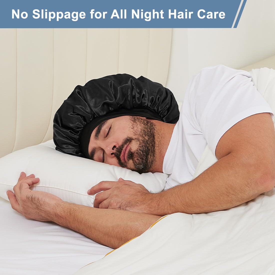 Bonnet Supaze satin pour cheveux bouclés, protège les coiffures et l'hydratation.