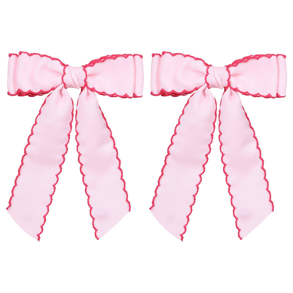 Barrettes SupClips noeud ruban Grosgrain rose, accessoire élégant pour cheveux