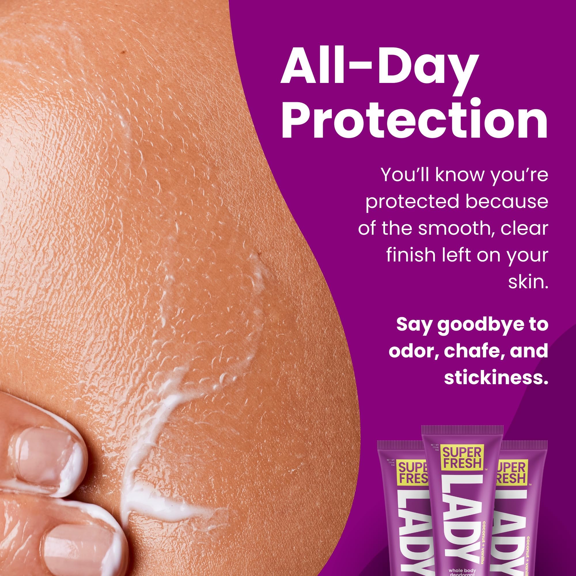 Super & Fresh Co déodorant lotion aisselles, douceur et fraîcheur sans résidu.