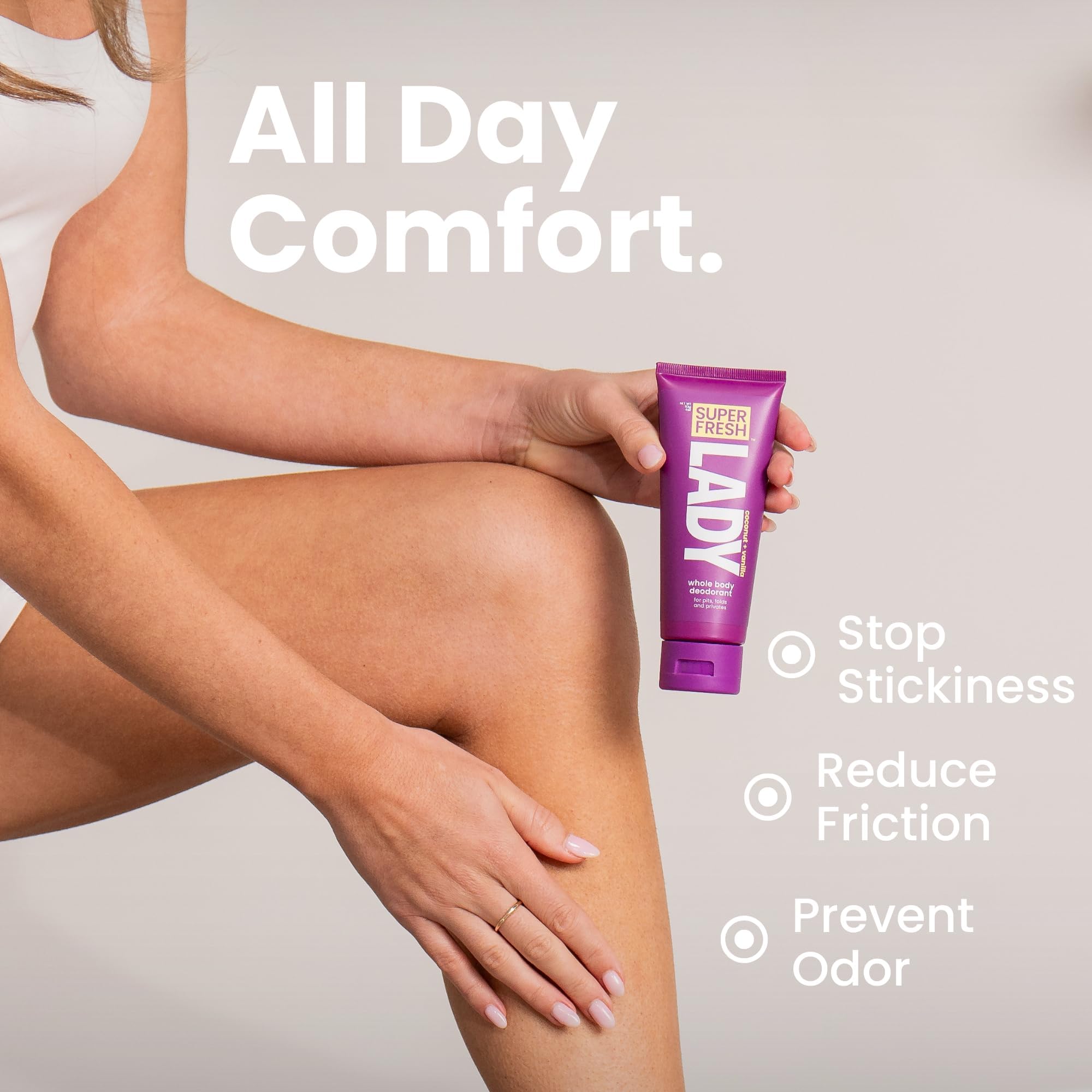 Super & Fresh Co déodorant lotion cuisses, évite frottements et irritations.
