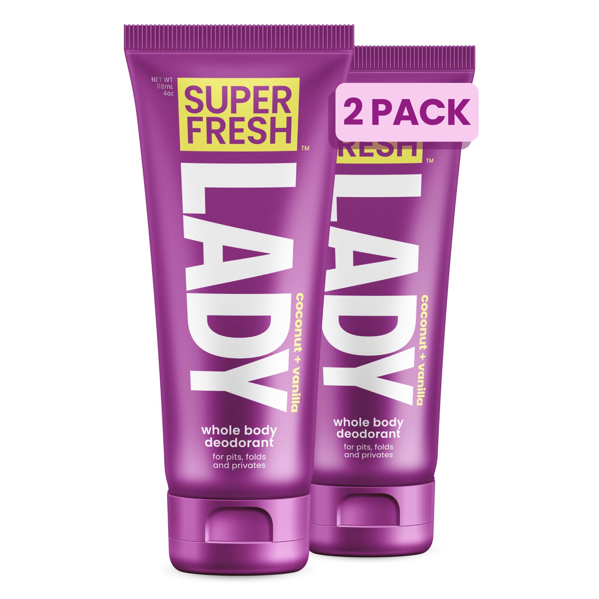 Super & Fresh Co déodorant lotion femme, corps, fraîcheur naturelle sans aluminium.