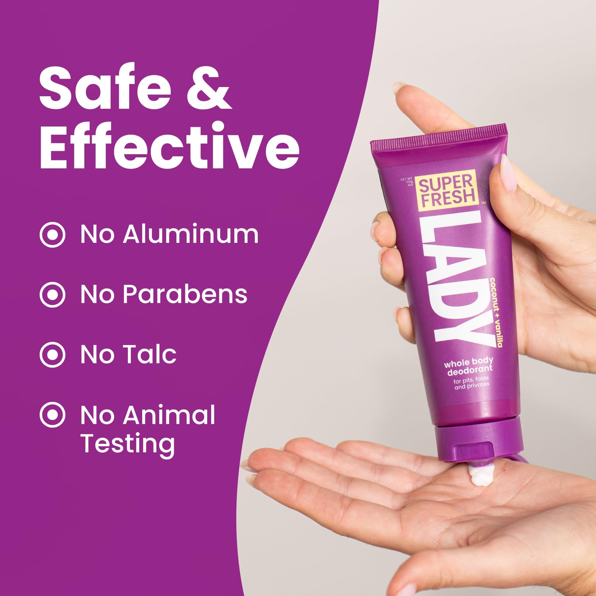 Super & Fresh Co déodorant lotion ingrédients naturels pour peau sensible.