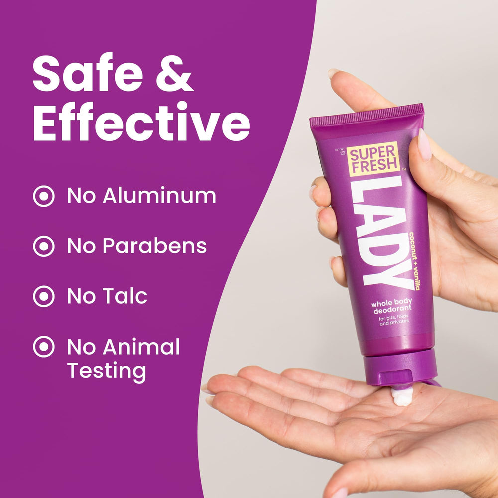 Super & Fresh Co déodorant lotion ingrédients naturels pour peau sensible.