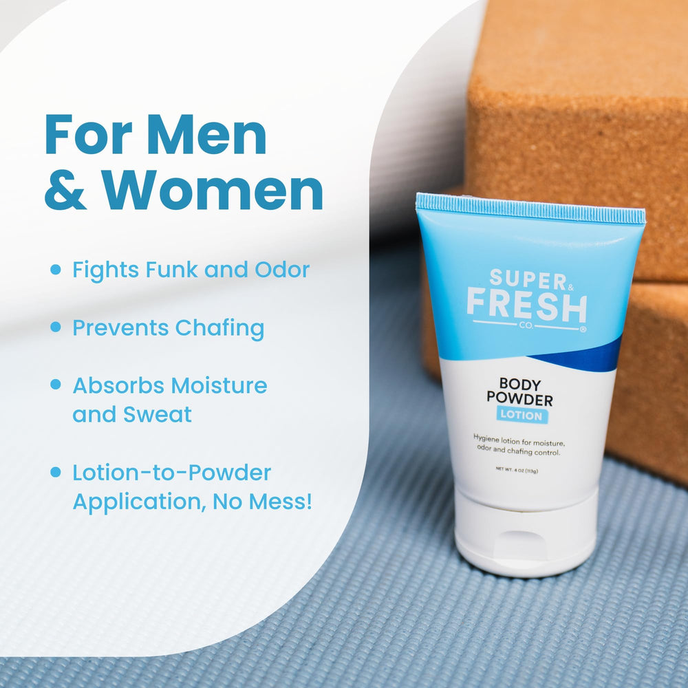 Super Fresh Co, sans talc et sans aluminium pour la peau.