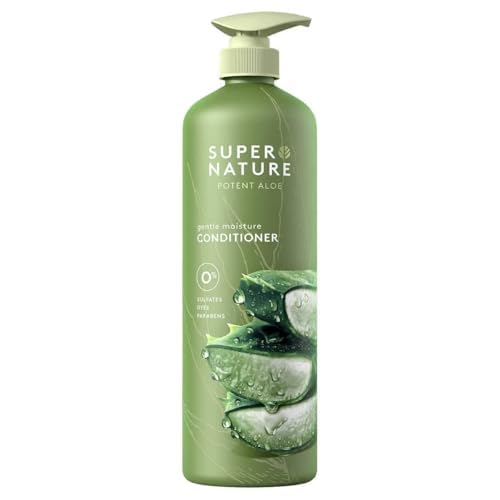 Super Nature Potent Aloe Gentle Moisture Conditioner ingredients highlight naturally derived formula.