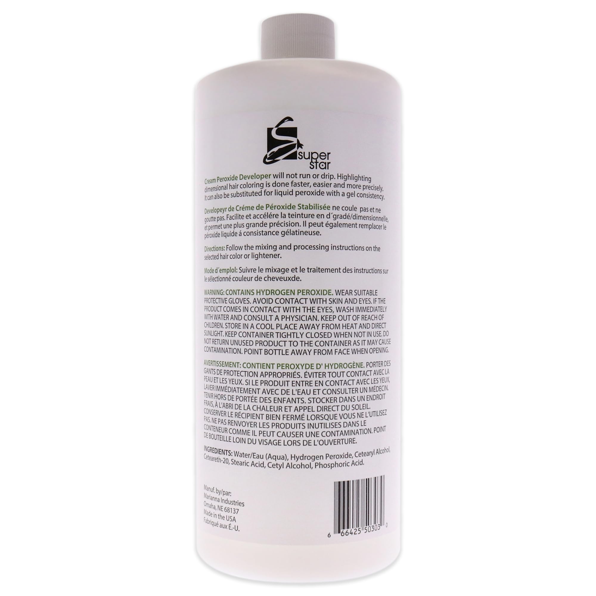 Super Star Crème Développeur Peroxyde 30v – bouteille pratique pour une session couleur fiable.