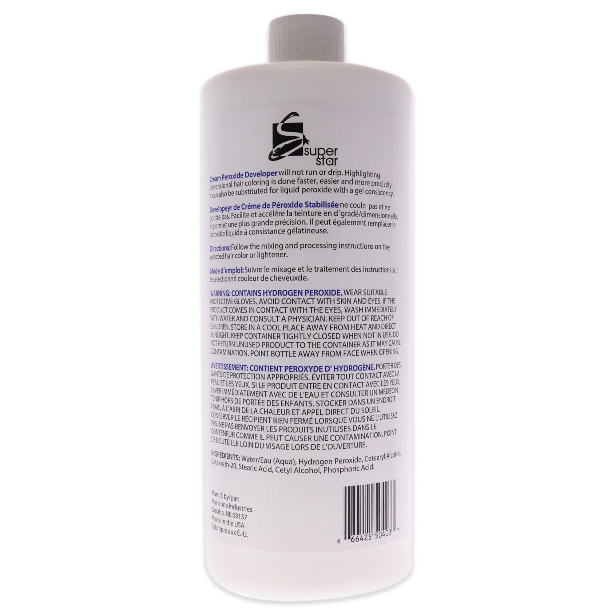 Super Star crème développeur, texture gel facilitant l’application et le contrôle de la décoloration.