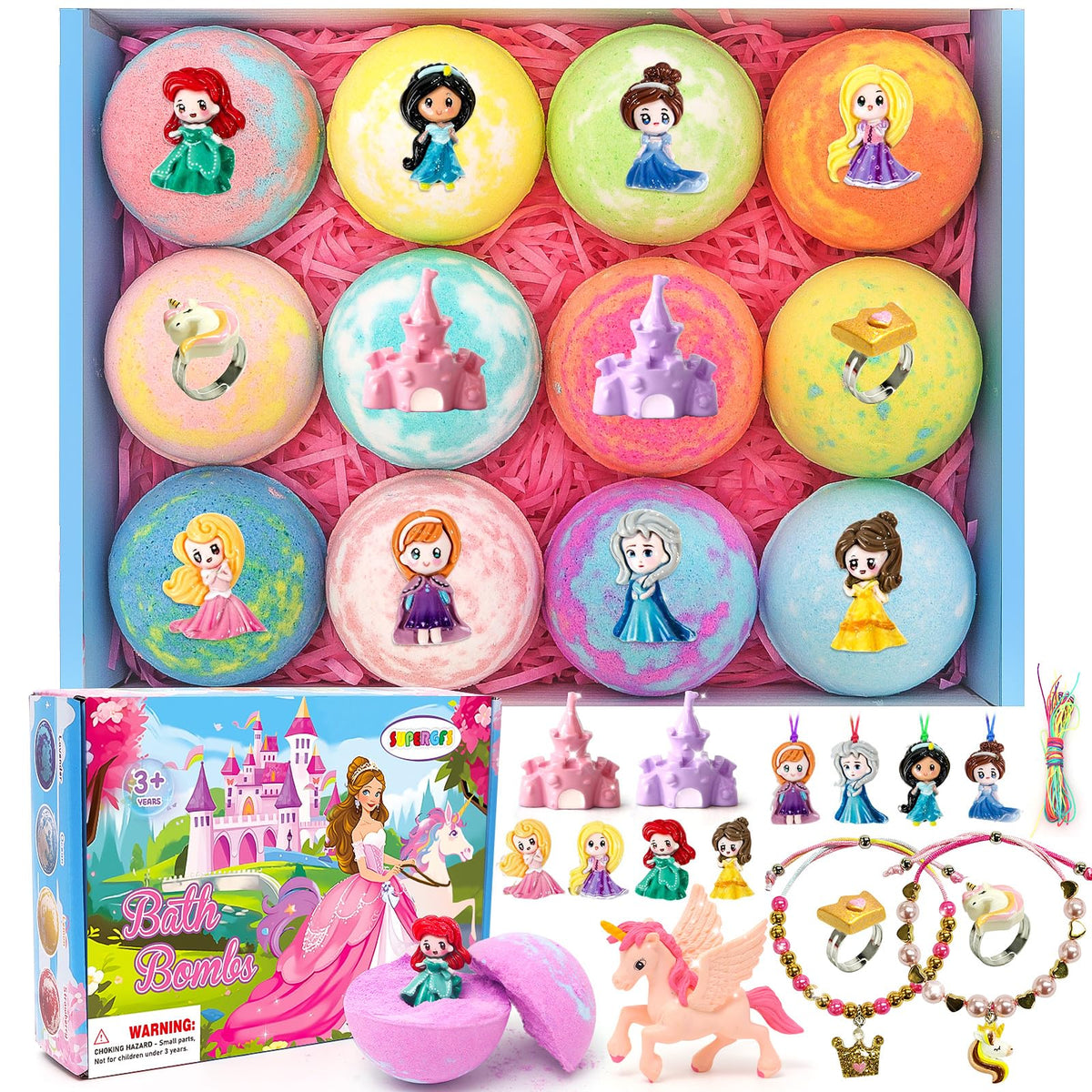 Bombe de bain SUPERGFS avec surprise princesse et bain magique