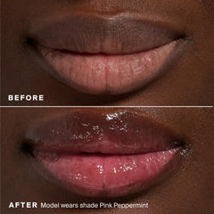 Teinte rose translucide du Glow Gloss SPF40 sur les lèvres