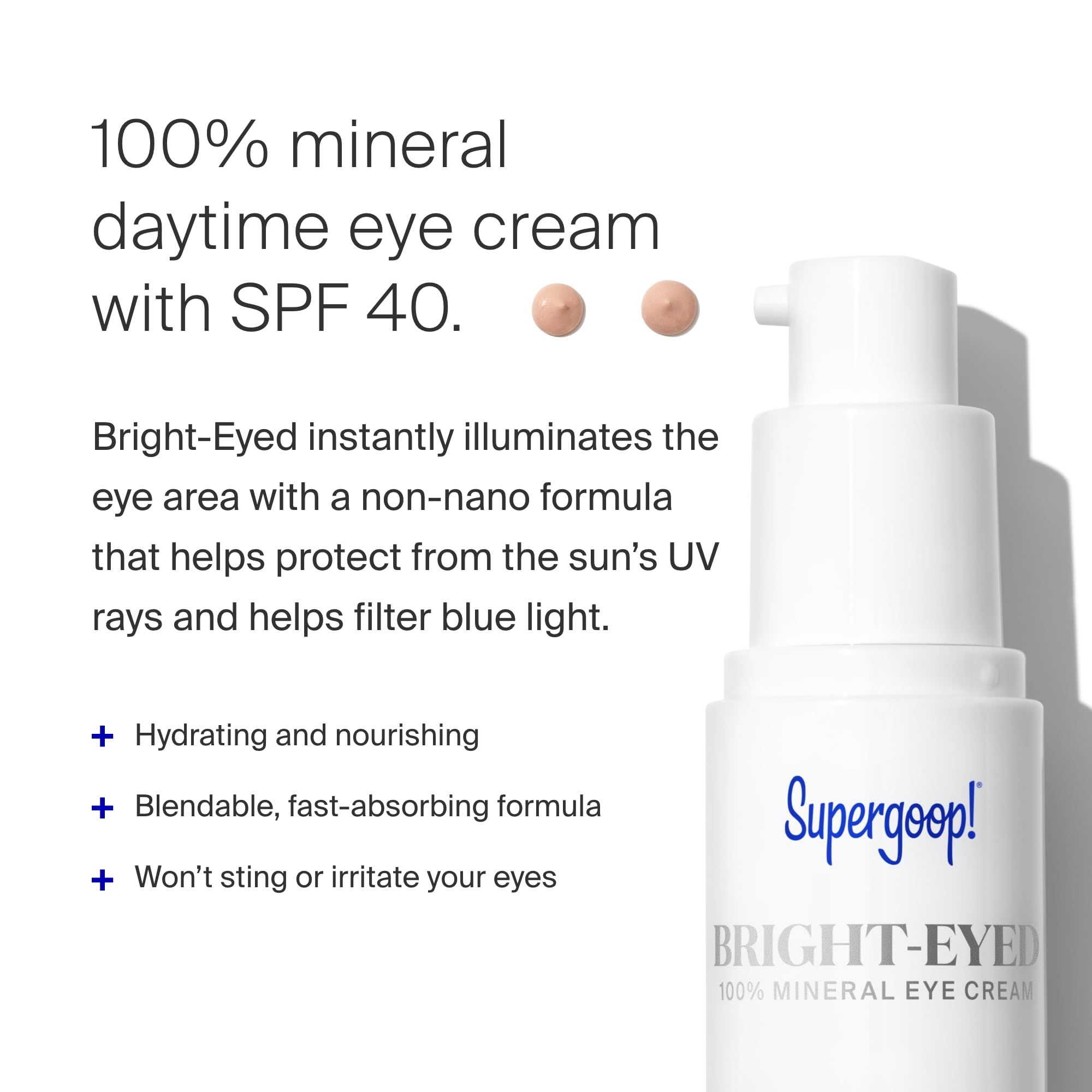 Supergoop Bright-Eyed: application autour des yeux, hydratante et absorption rapide.