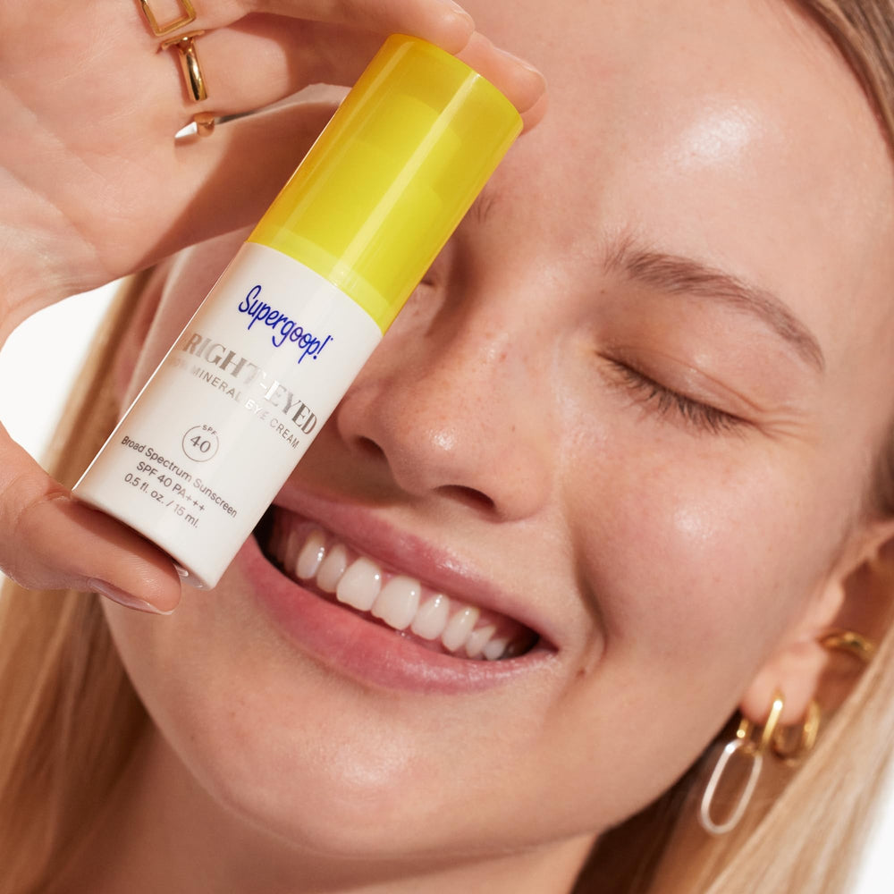 Supergoop Bright-Eyed ingrédients: plante de résurrection et grenade pour le contour des yeux.