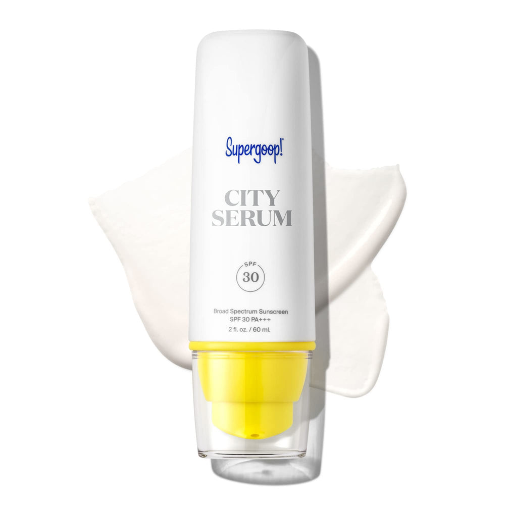 Supergoop City Serum flacon pompe, hydratation rapide et protection solaire