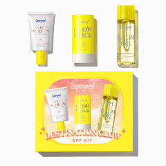 Supergoop! Glowscreen 40 en bouteille, fini lumineux et base prête pour le maquillage.