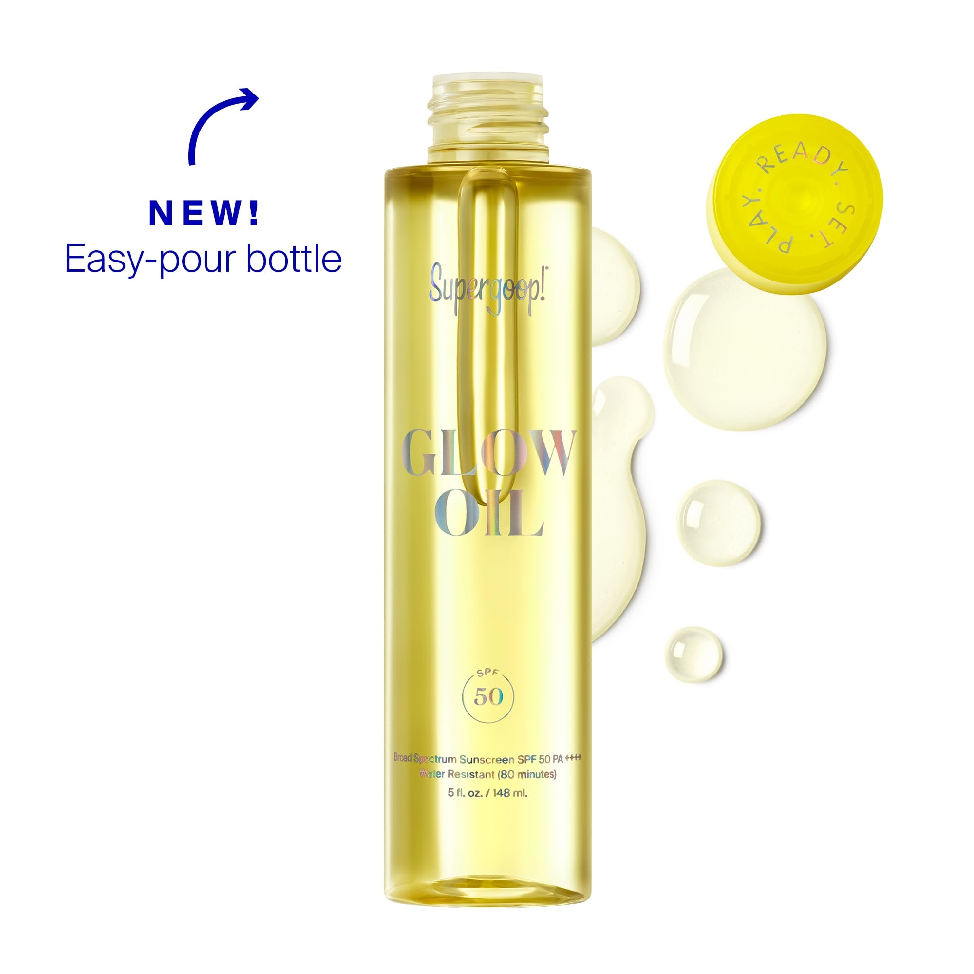Supergoop Glow Oil — protection SPF50 PA++++ pour une peau protégée en extérieur.