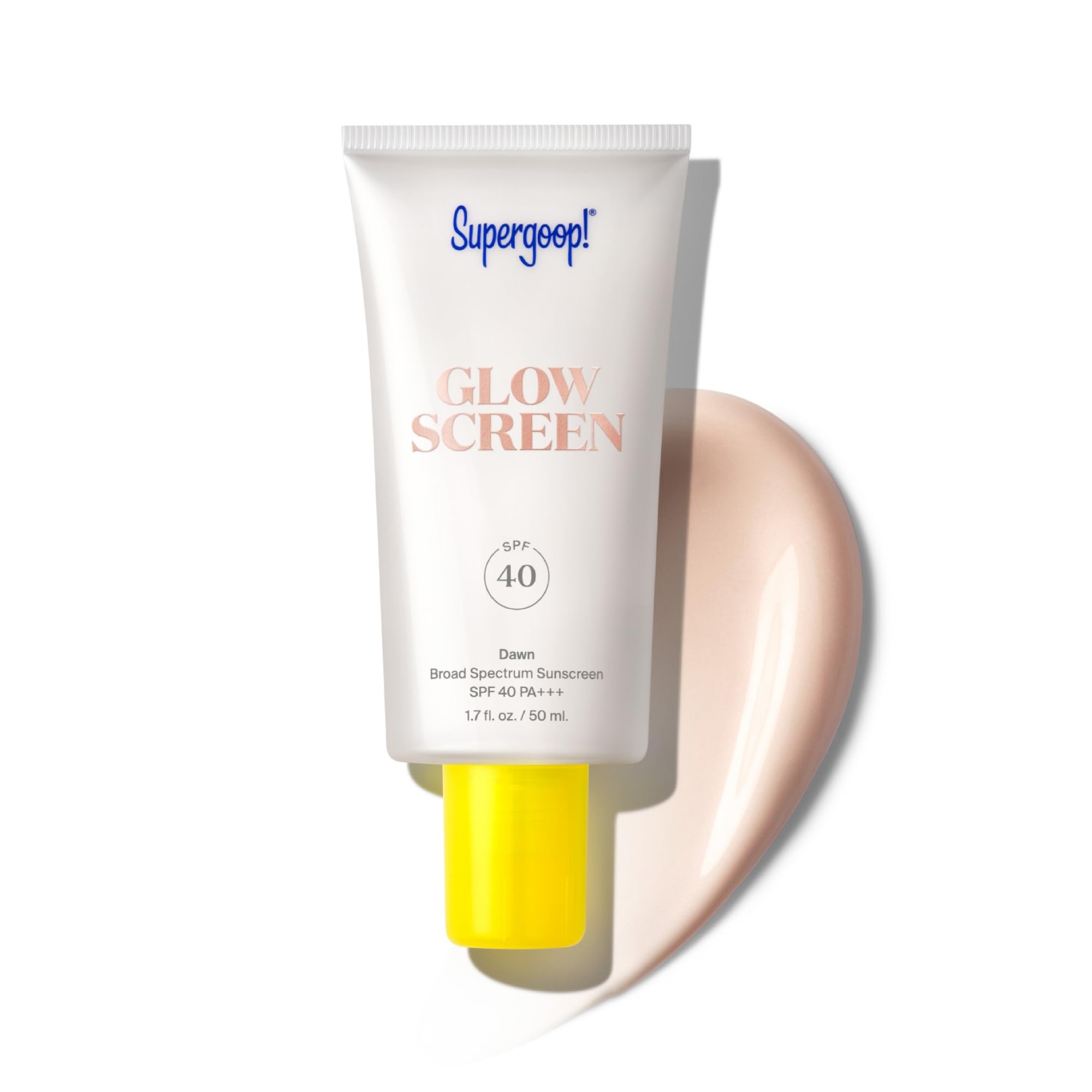 Supergoop! Glowscreen Dawn, bouteille rose, éclat naturel pour peau lumineuse