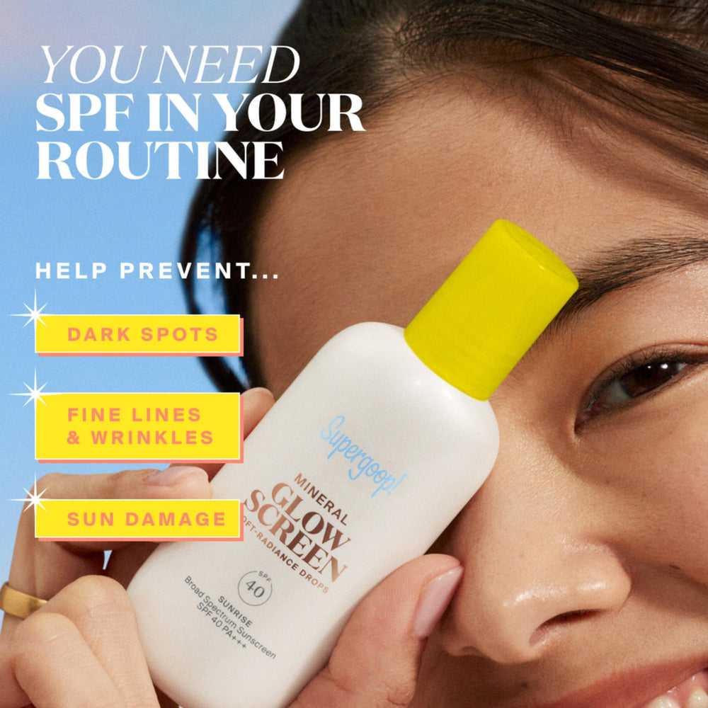 Supergoop Glowscreen Drops Sunrise – texture légère offrant une lueur naturelle