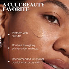 Supergoop Glowscreen Or Doré — texture hydratante pour peau douce et prête au maquillage.
