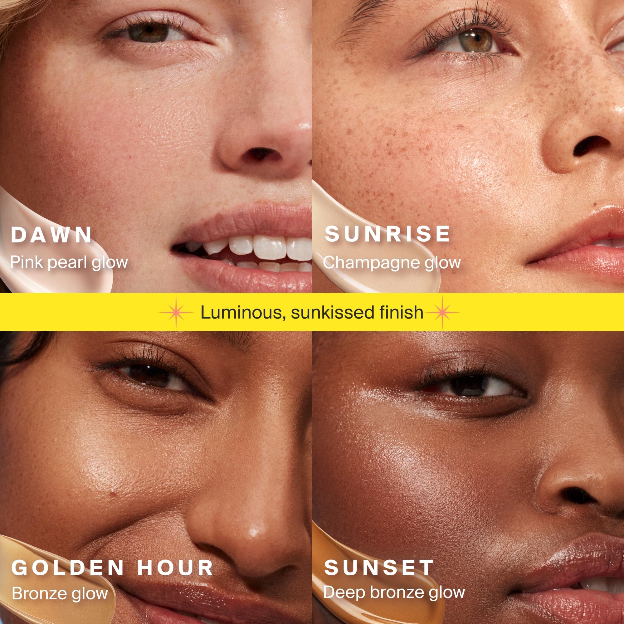 Supergoop Glowscreen Or Doré — vitamine B5 et niacinamide pour confort cutané.