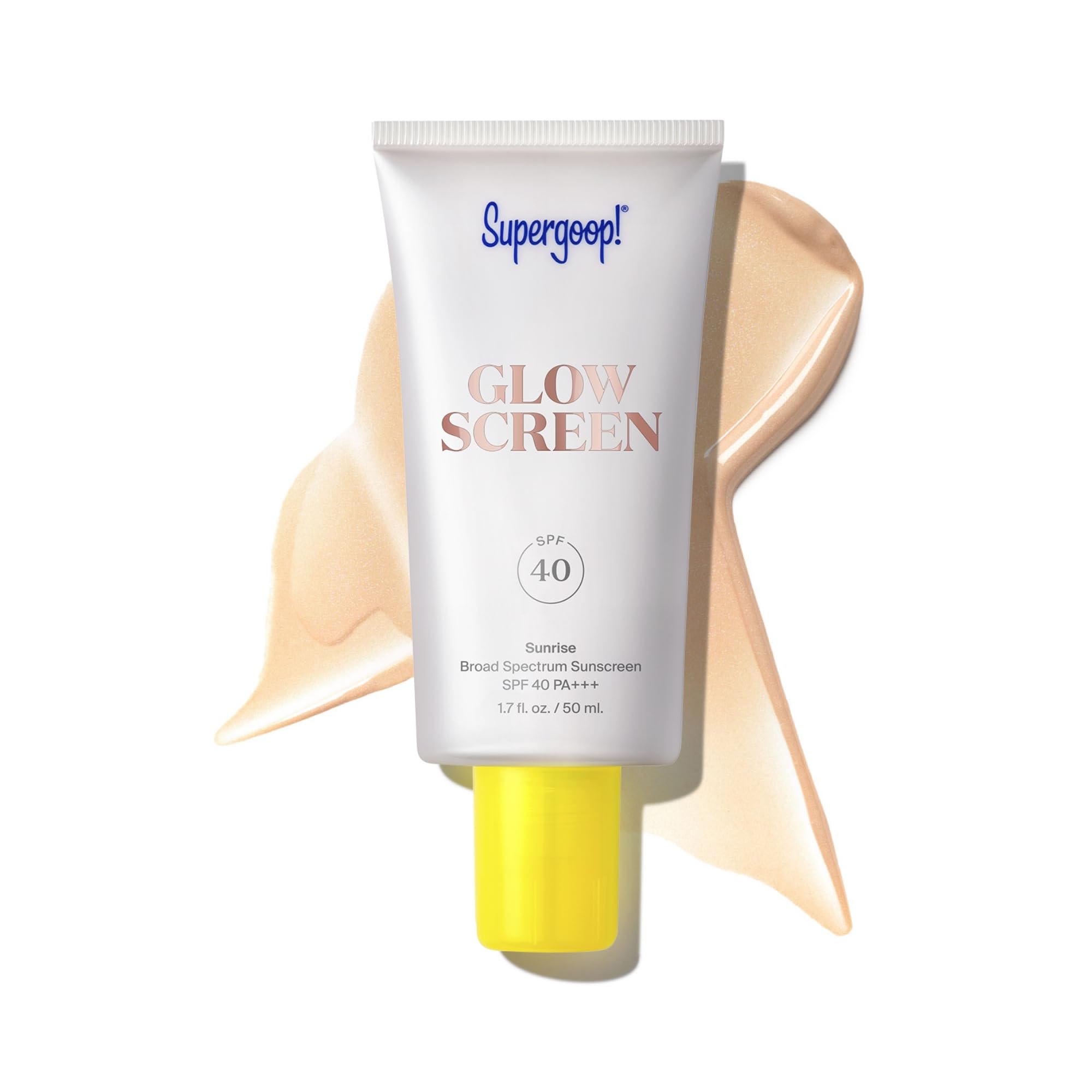 Supergoop Glowscreen Sunrise : bouteille lumineuse prête pour la routine hydratante.