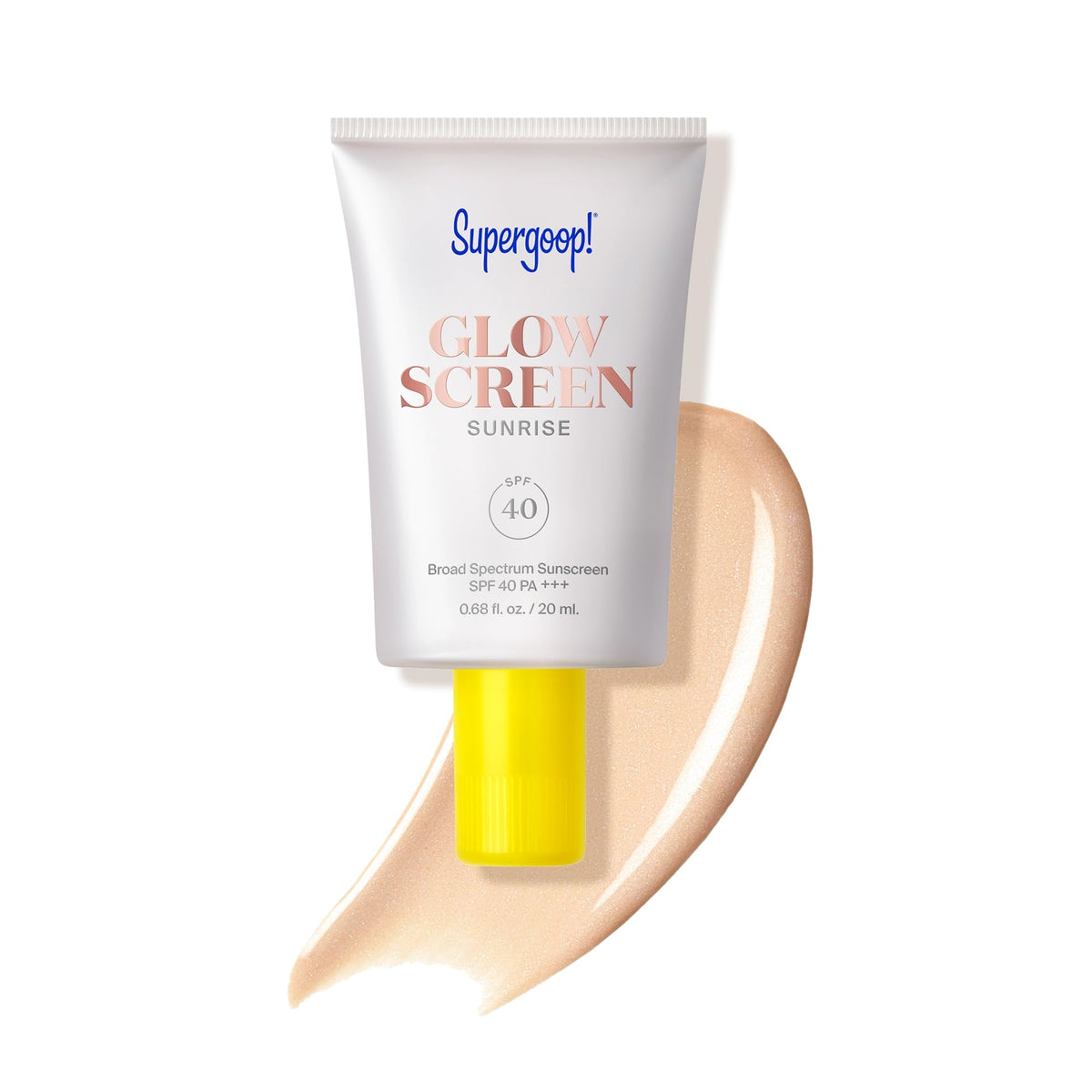 Supergoop! Glowscreen Sunrise sur bouteille pour hydratation et protection quotidiennes.