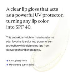Supergoop Lipscreen Shine SPF40 fini brillant sur les lèvres, aspect translucide.