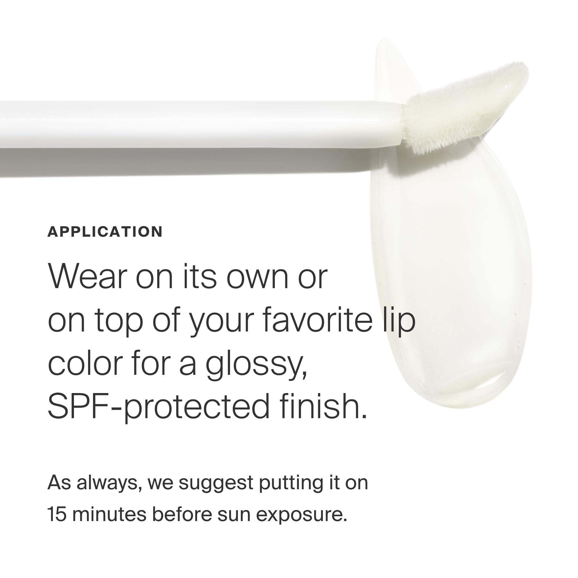 Supergoop Lipscreen Shine SPF40 texture légère sur les lèvres, confort sans collant.