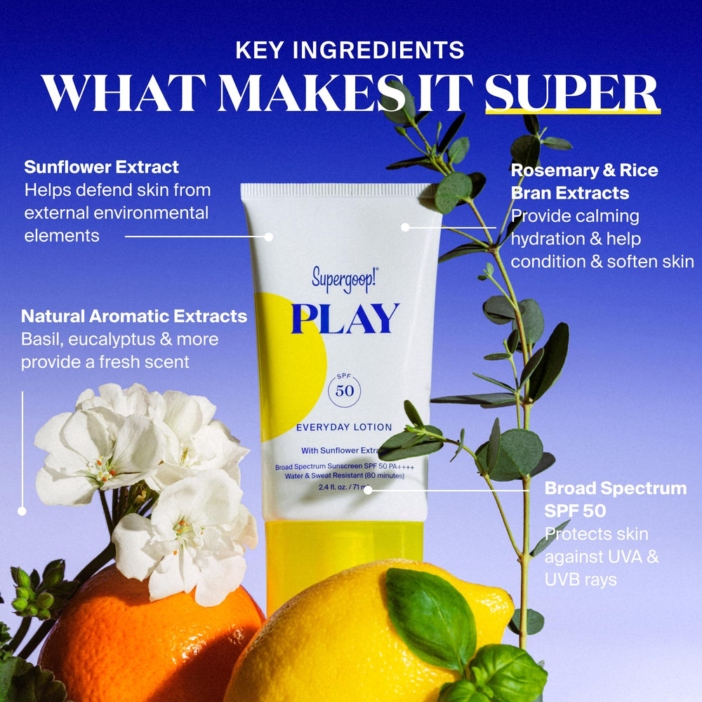 Supergoop PLAY Everyday Lotion SPF50 – résistance à l'eau et à la sueur jusqu'à 80 minutes