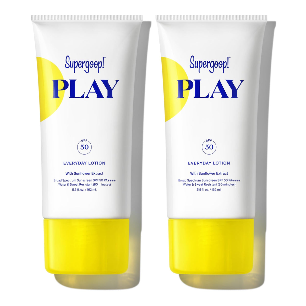 Supergoop! PLAY Everyday SPF50—bouteille et protection légère pour visage et corps.