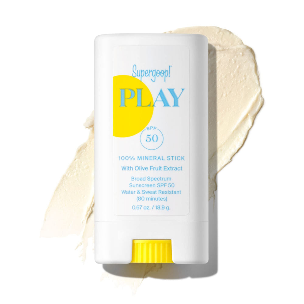 Supergoop PLAY Stick SPF 50 pour le visage, sans effet blanchissant.