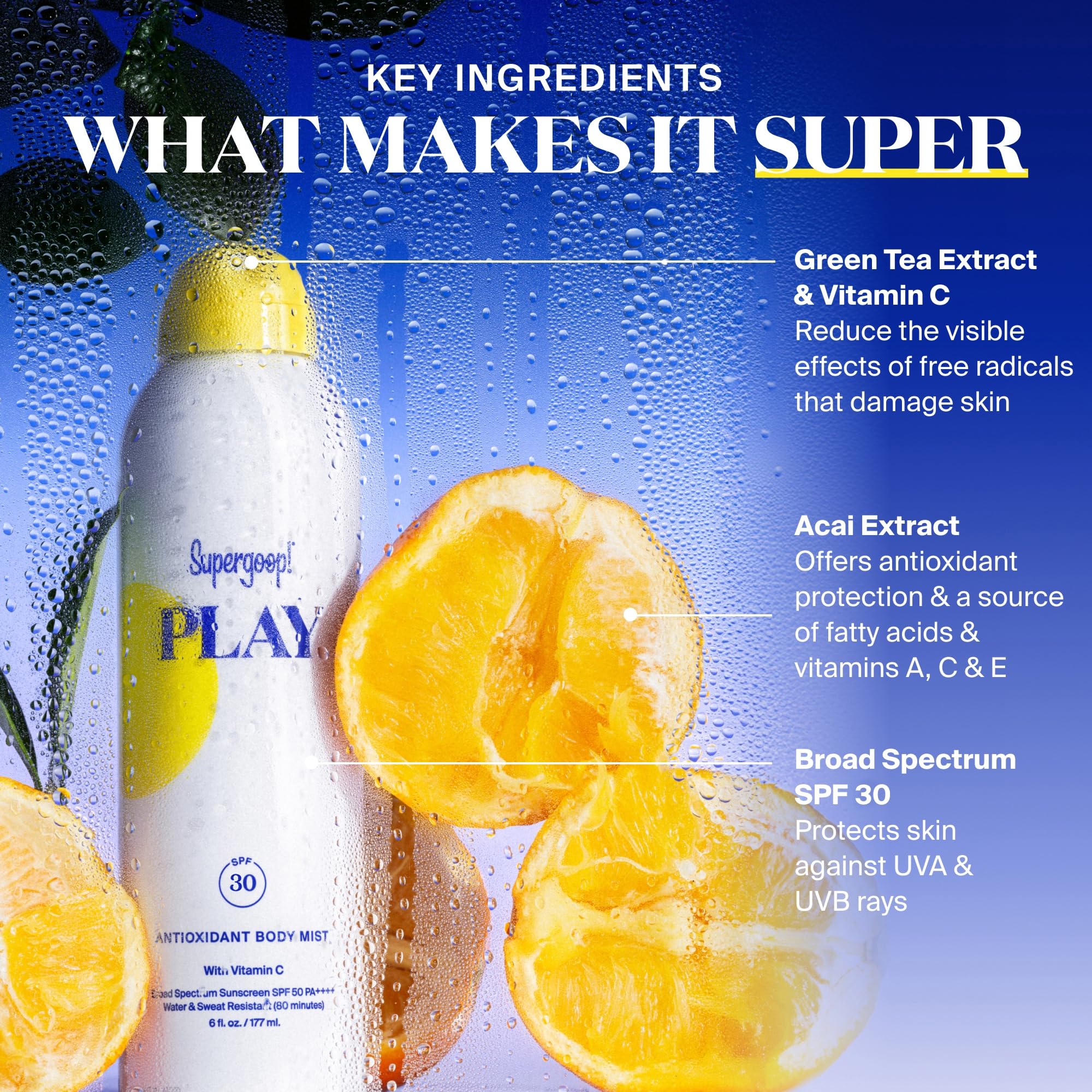 Supergoop PLAY SPF30 sans oxybenzone ni octinoxate pour une protection plus douce.