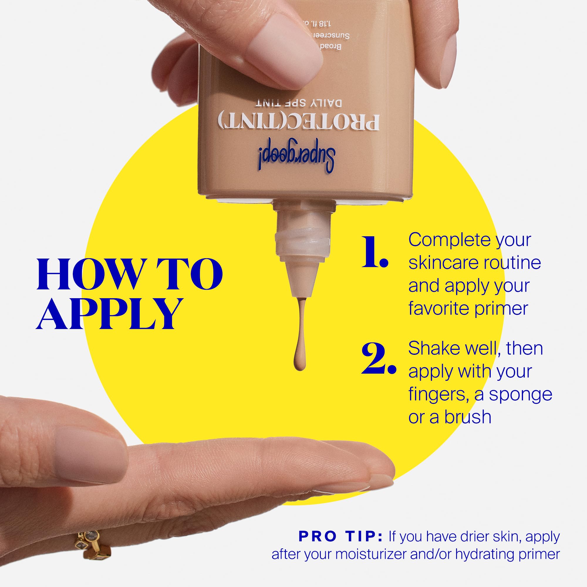 Supergoop Protec(tint) – absence de filtre blanc pour un teint naturel et homogène.