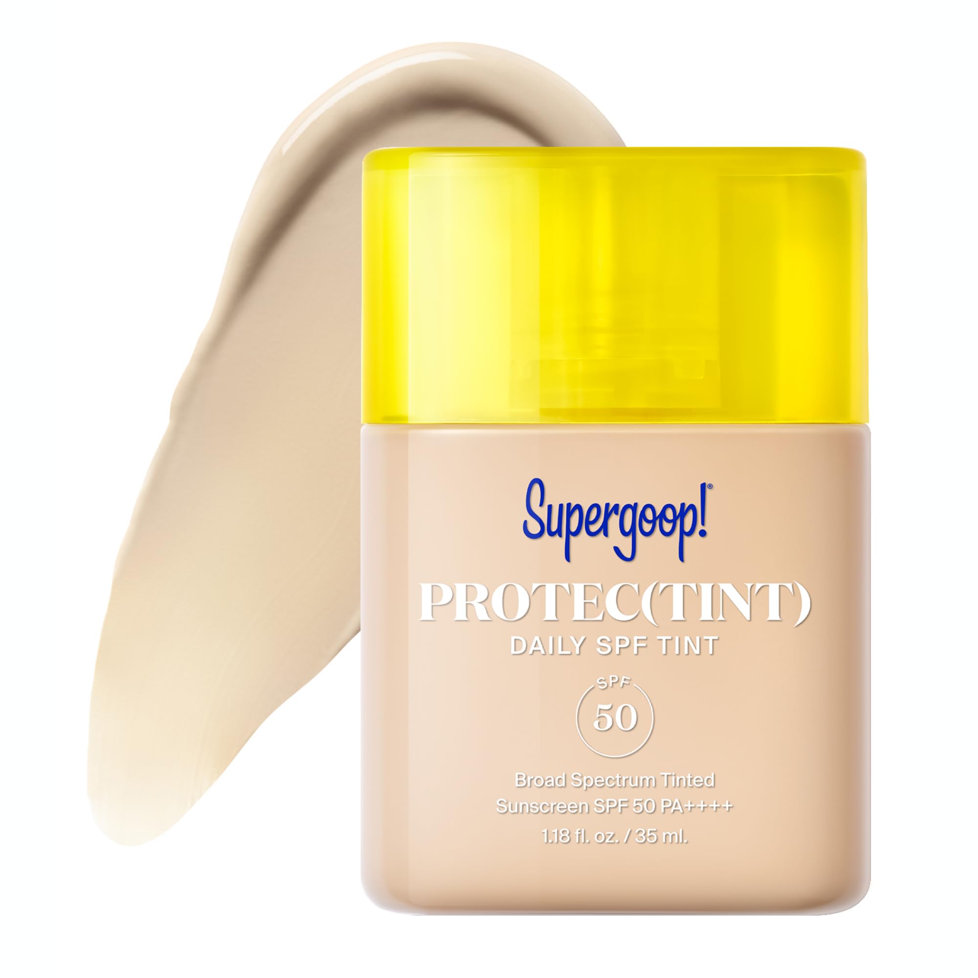 Supergoop Protec(tint) – bouteille pompe: texture légère et protection SPF 50.